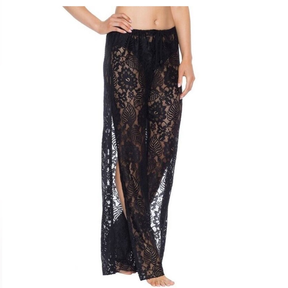 Becca Swim Crochet Lace Cover Up Pants Split Hem
